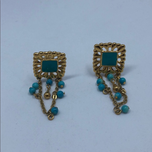 Blue and gold Clip on Earrings - Picture 10 of 12